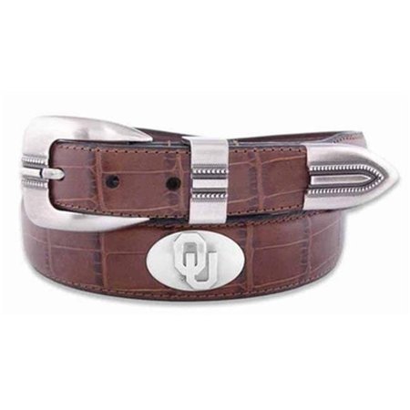 ZEPPELINPRODUCTS ZeppelinProducts UOK-BOLPTCRC-TAN-42 Oklahoma Concho Croc Tan Leather Belt; 42 Waist UOK-BOLPTCRC-TAN-42